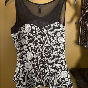 B Jewel Black and White Floral Blouse